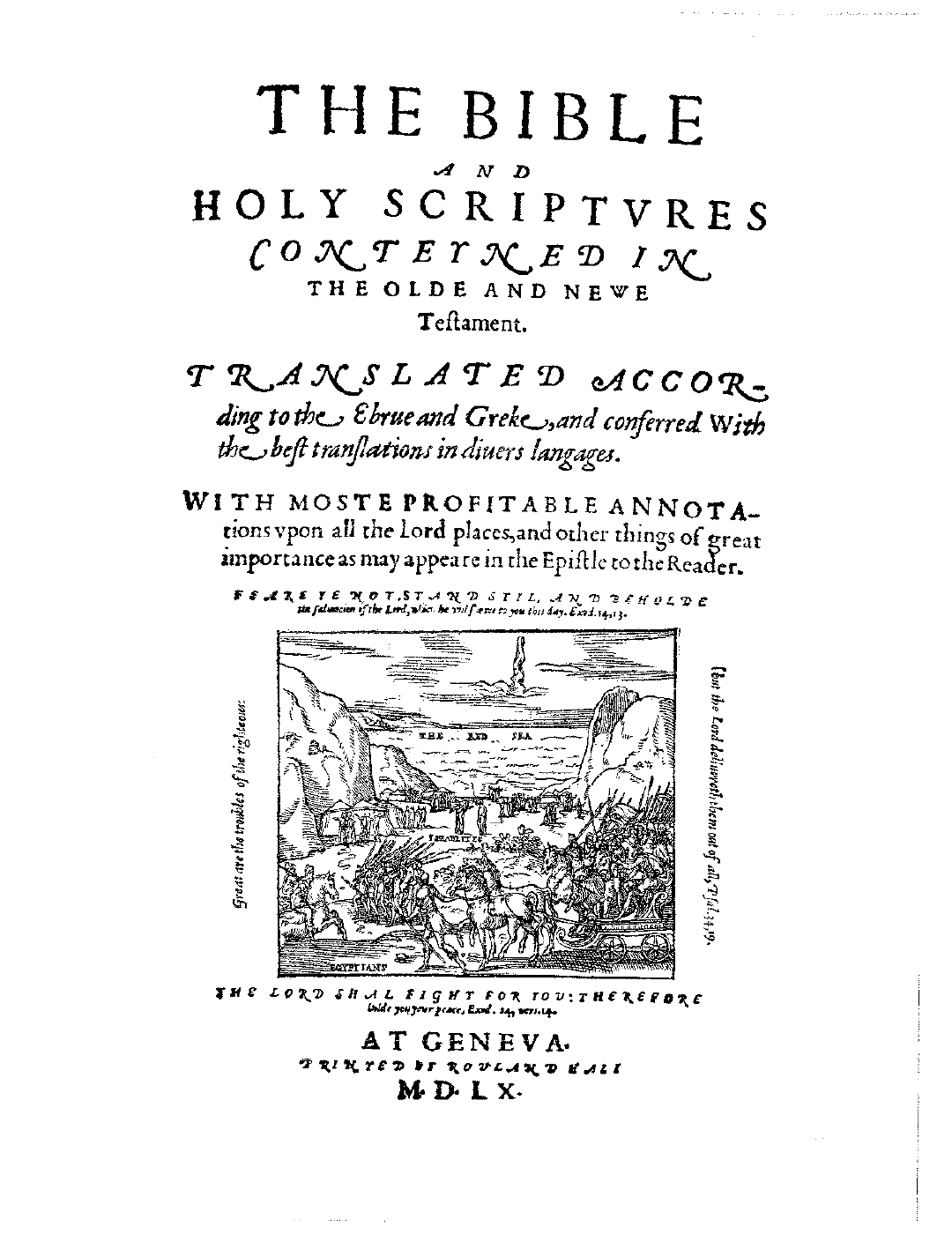 Folha de rosto original da Bíblia de Genebra de 1560